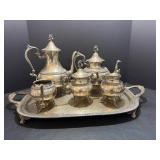 Vtg Silver on copper tea set