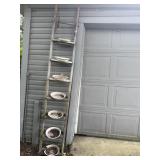 Antique wooden ladder bird/squirrel feeder with..