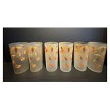 Vtg Hall/jewel tea 'Autumn leaf' frosted glasses 6