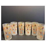 Vtg Hall/jewel tea 'Autumn leaf' frosted glasses 6
