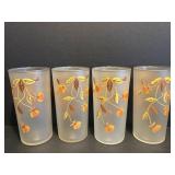 Vtg Hall/jewel tea 'Autumn leaf' frosted glasses 4