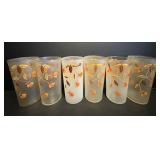 Vtg Hall/jewel tea 'Autumn leaf' frosted glasses 6