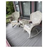 Wicker Rockers (2) & Wicker table -some damage