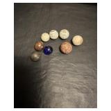 Antique marbles - unglazed clays, glass marble,...