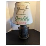 Rustic farmhouse lamp made from galvanized metal..