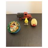 Vtg Cast Iron Truck & toys for shadow box