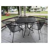 Wrought iron round table & (4) chairs