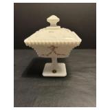 Vtg Westmore land milk glass Hobnail covered.