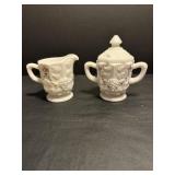 Vtg Westmore land milk glass paneled grape...