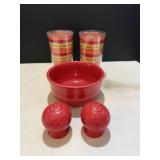 Fiestaware bowl salt & pepper shakers...