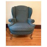 Wingback accent chair with Queen Anne Cabriole...