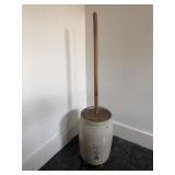 Antique stoneware crock dasher butter churn
