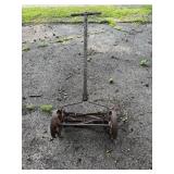 Vtg manual push reel lawn mower with cast-iron...