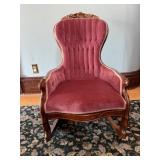 Vtg Victorian- style high backed rocking chair
