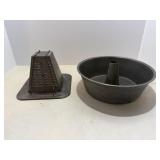 Primitive stove - top toaster & metal pan