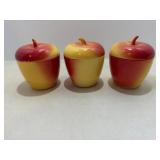 Vtg Hazel Atlas milk glass red/yellow apple jar ..
