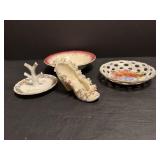 Vtg Porcelain shoe figurine with Dresden-lace,...