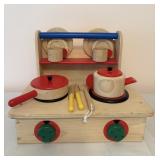 Vintage Wood Portable Cook Top Toy