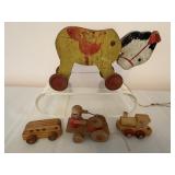 Vintage Horse Pull toy, Train, Drummer & Misc