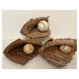 Vintage Baseball Gloves & Balls