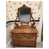 Victorian Oak Dresser & Mirror 42'x20'x32'H