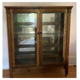 Oak Bookcase with 2 Glass Shelves 56'x15'x58'H