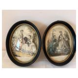 Framed French Prints in Oval Frames 9'H