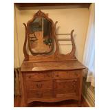 Vintage Oak Wash Stand & Mirror 40'x17'x64'H