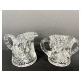 Vintage Crystal Cut Glass Cream & Sugar Set