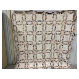 Vintage Handmade Rings Quilt 91'x85.5'