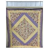 Vintage Handmade Lavender Quilt 72'x87'
