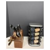 Svivel Spice Rack & Knife Block various knives