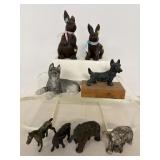 Vintage Metal Animals, Schnauzer Dog & Bunny