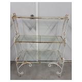 3 Tier Metal Plant Stand with Glass Shelves 43'H