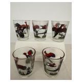 Mid Century Hazel Atlas Pheasant Shot Glasses