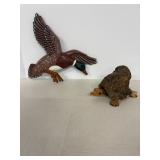 Wood Turtle 4.75'H & Aluminum Duck Wall Decor 12'H