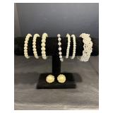 Faux Pearl Bracelets & Earrings
