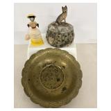 Solid Brass Bowl, Seashell Lady & Trinket Box