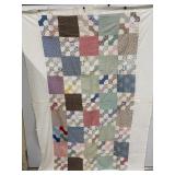 Vintage Unfinished Squares Quilt 58'x80'