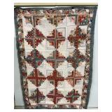 Vintage Unfinished Green & Red Quilt 57'x80'