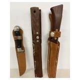 Vintage Knives with Leather Sheaths