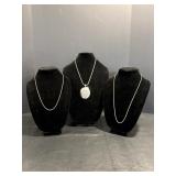 2 Sterling Silver Necklaces& Pendant with Chain