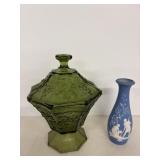 Vintage Anchor Hocking Candy Dish & Bud Vase