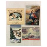 Vintage Christmas Cards & 1951 Calendar