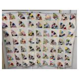 Vintage Handmade Fan Quilt 89'x70'