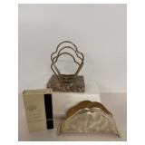 Metal & Marble Base Letter Holder, Silver Plated