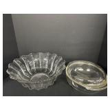 Pyrex 2qt Covered Casserole & 12' Dia Bowl chipped