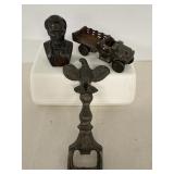 Vintage Metal Bottle Opener, Truck & Bust
