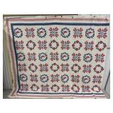 Vintage Unfinished  Red & Blue Quilt 94'x103'