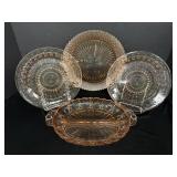 Depression Glass Divided Plate, Serving Bowl &
